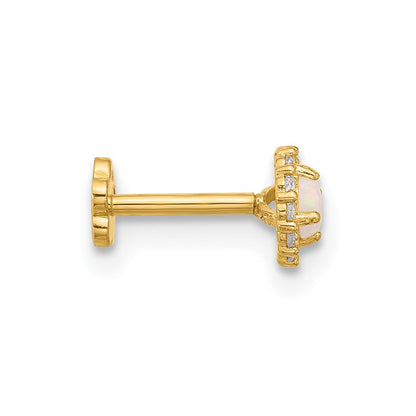 14K Gelbgold 18 Stärke Zirkonia & Synthetisch Opal Screw-back Cartilage Body Schmuck