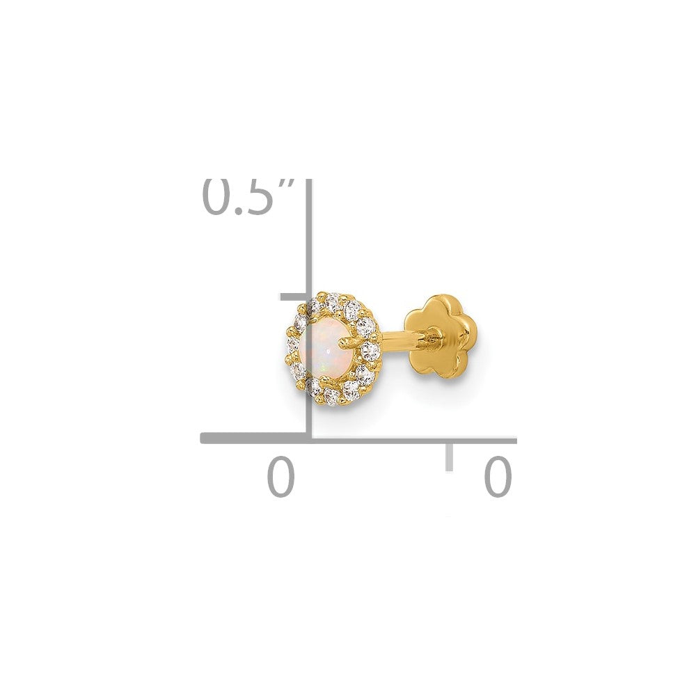 14K Gelbgold 18 Stärke Zirkonia & Synthetisch Opal Screw-back Cartilage Body Schmuck