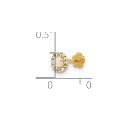 14K Gelbgold 18 Stärke Zirkonia & Synthetisch Opal Screw-back Cartilage Body Schmuck