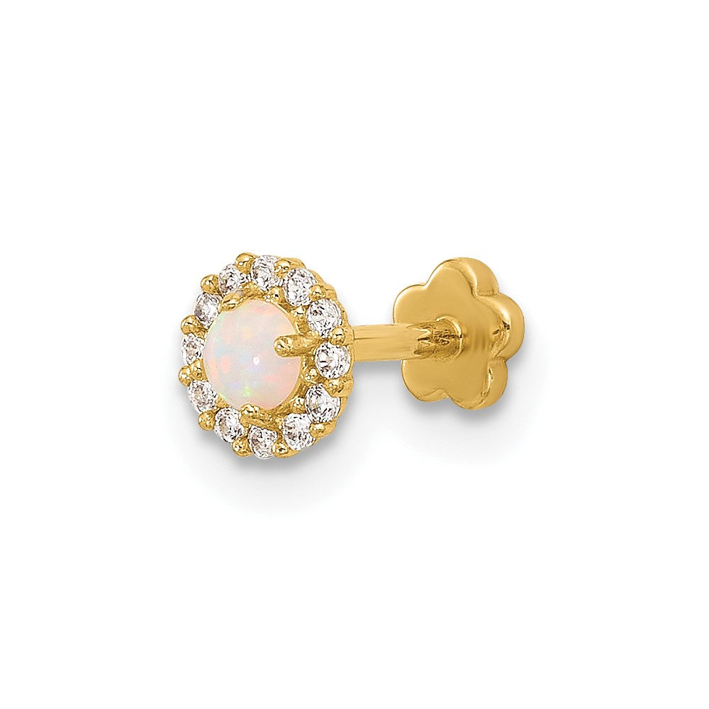 14K Gelbgold 18 Stärke Zirkonia & Synthetisch Opal Screw-back Cartilage Body Schmuck