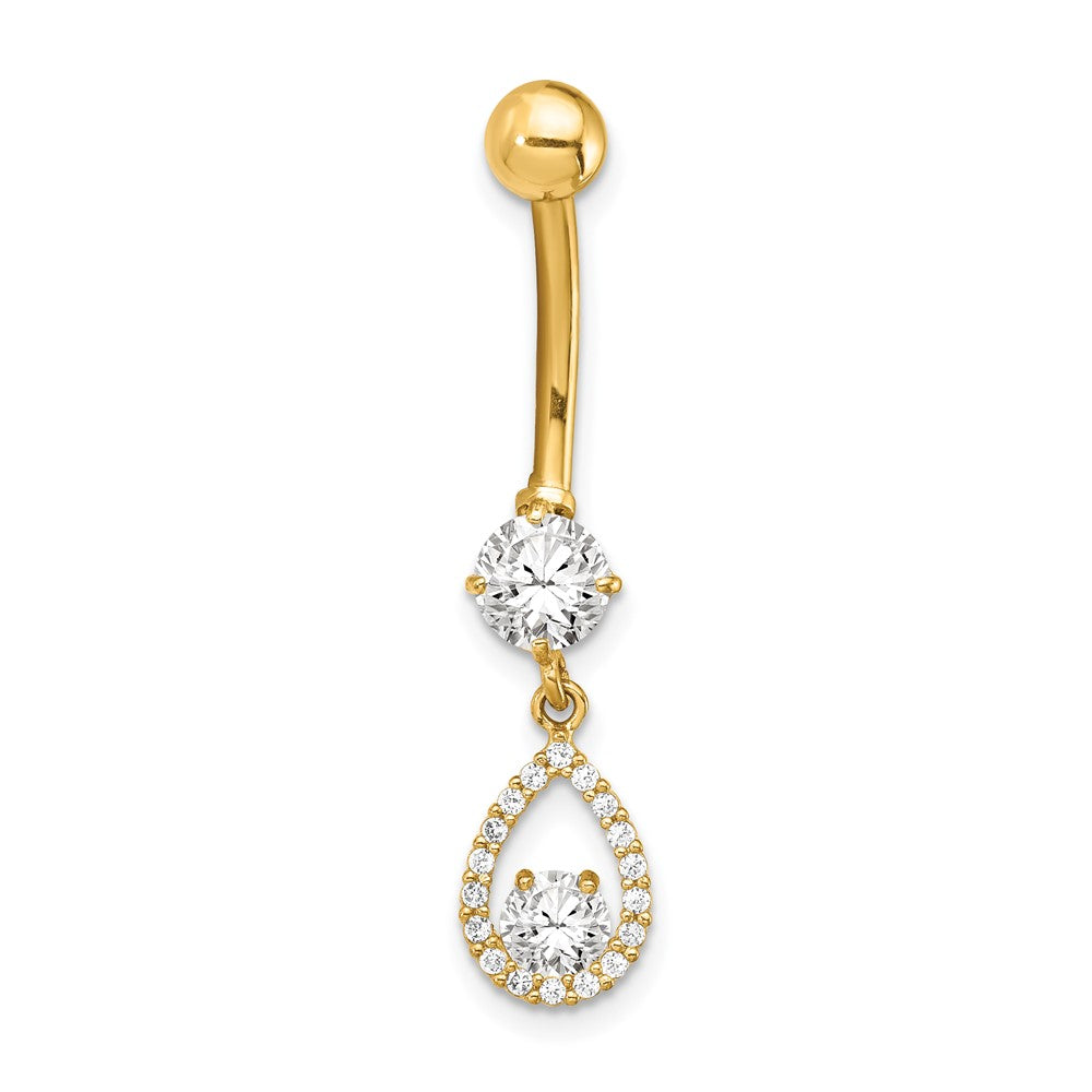 14K Gelbgold Zirkonia Tropfen Hängend Belly Ring