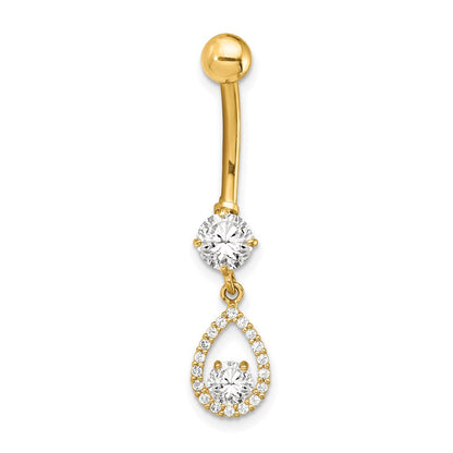 14K Gelbgold Zirkonia Tropfen Hängend Belly Ring