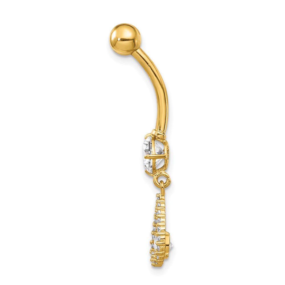 14K Gelbgold Zirkonia Tropfen Hängend Belly Ring