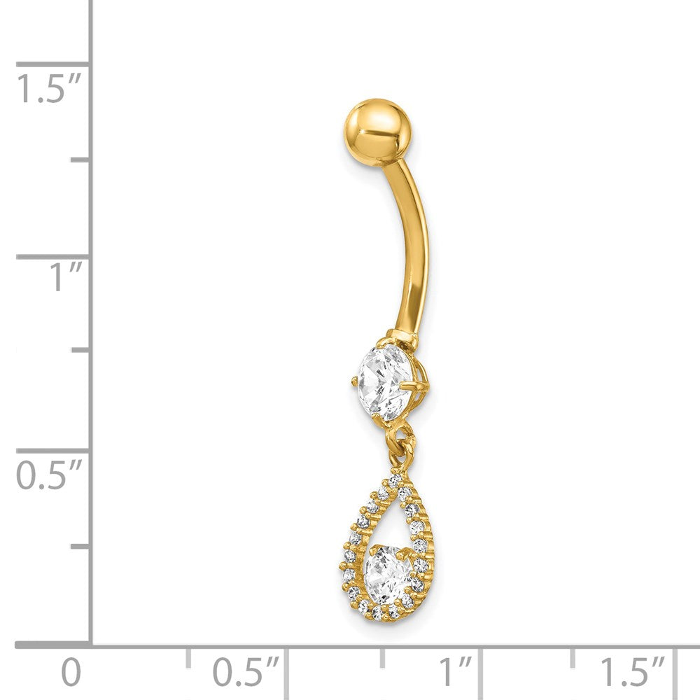 14K Gelbgold Zirkonia Tropfen Hängend Belly Ring
