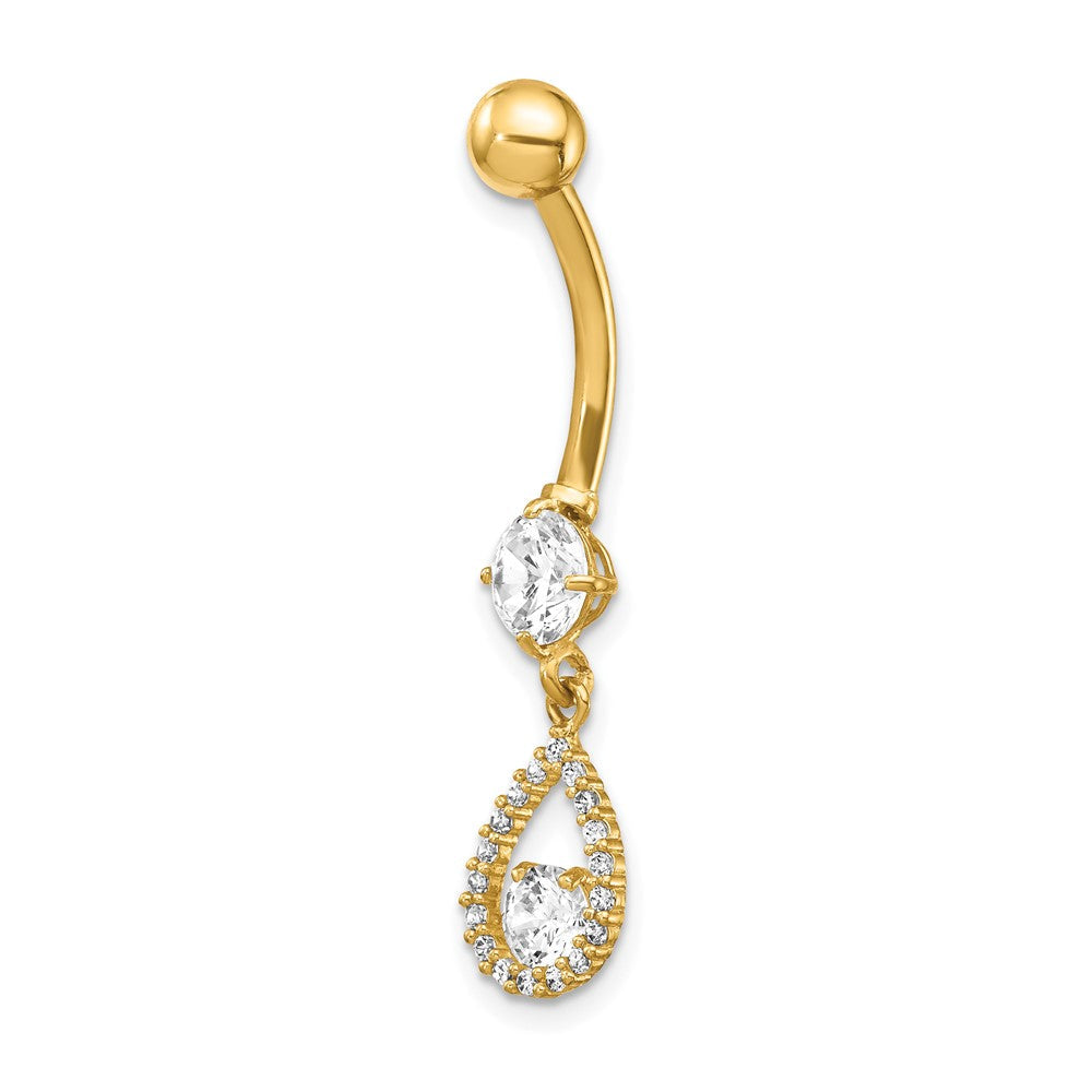 14K Gelbgold Zirkonia Tropfen Hängend Belly Ring