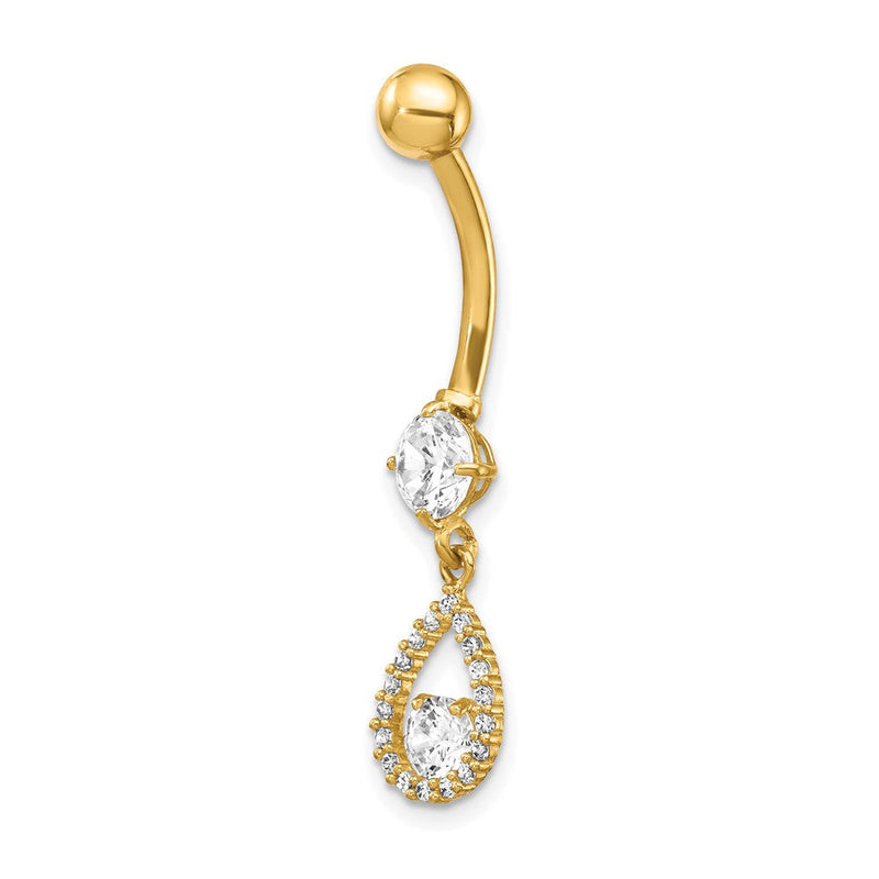 14K Gelbgold Zirkonia Tropfen Hängend Belly Ring