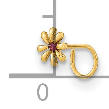 14K Gelbgold 22 Stärke Blume und Zirkonia Nasen Ring Body Schmuck