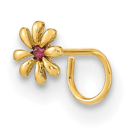 14K Gelbgold 22 Stärke Blume und Zirkonia Nasen Ring Body Schmuck