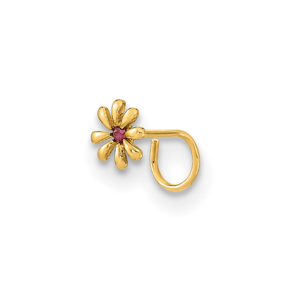 14K Gelbgold 22 Stärke Blume und Zirkonia Nasen Ring Body Schmuck