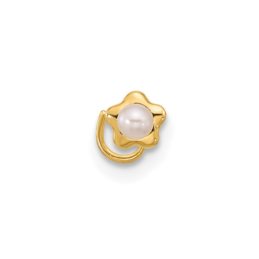 14K Gelbgold 22 Stärke Blume Süßwasser Zuchtperle Nasen Ring Body Schmuck