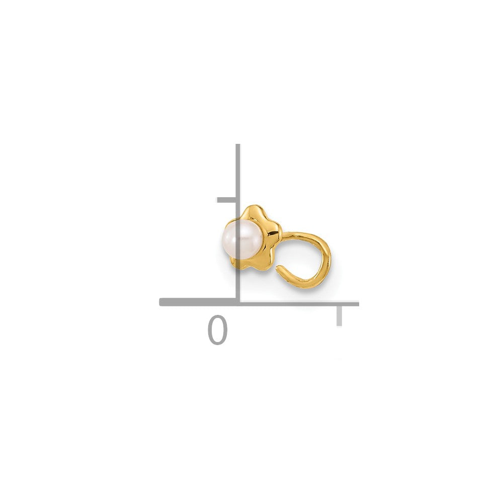 14K Gelbgold 22 Stärke Blume Süßwasser Zuchtperle Nasen Ring Body Schmuck