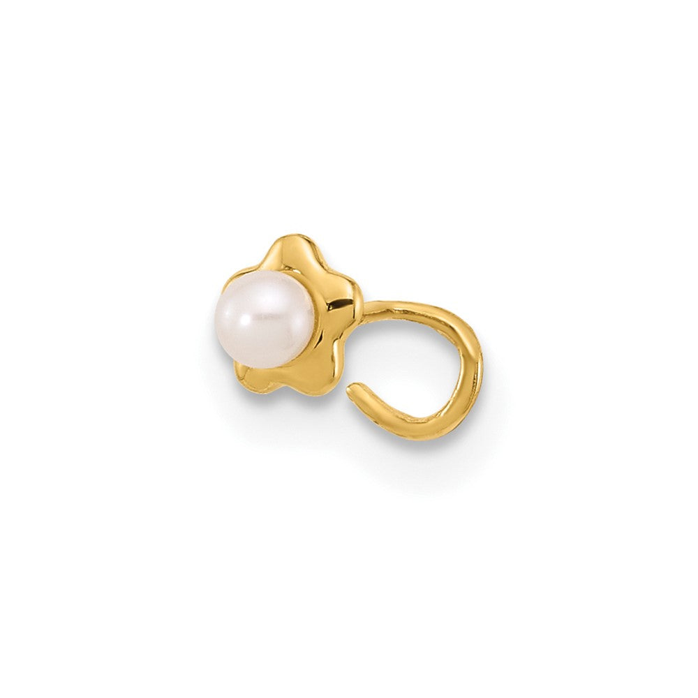 14K Gelbgold 22 Stärke Blume Süßwasser Zuchtperle Nasen Ring Body Schmuck