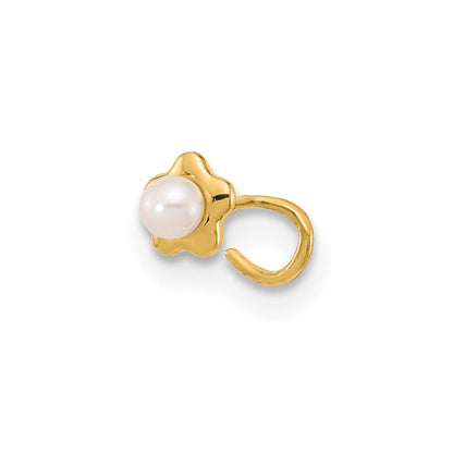14K Gelbgold 22 Stärke Blume Süßwasser Zuchtperle Nasen Ring Body Schmuck