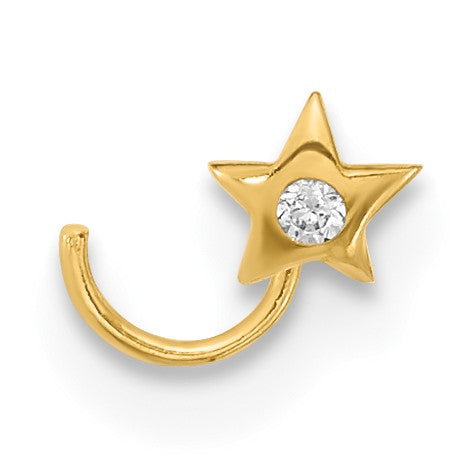 14K Gelbgold 22 Stärke Stern mit Zirkonia Nasen Ring Body Schmuck