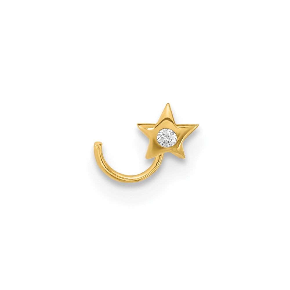 14K Gelbgold 22 Stärke Stern mit Zirkonia Nasen Ring Body Schmuck