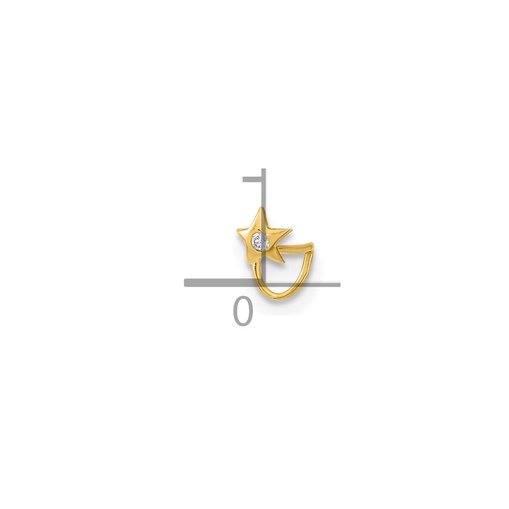 14K Gelbgold 22 Stärke Stern mit Zirkonia Nasen Ring Body Schmuck