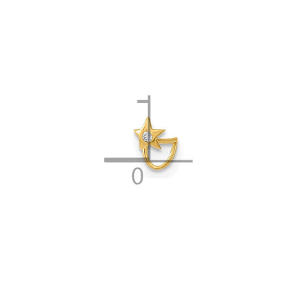 14K Gelbgold 22 Stärke Stern mit Zirkonia Nasen Ring Body Schmuck
