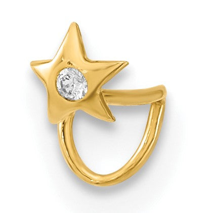14K Gelbgold 22 Stärke Stern mit Zirkonia Nasen Ring Body Schmuck