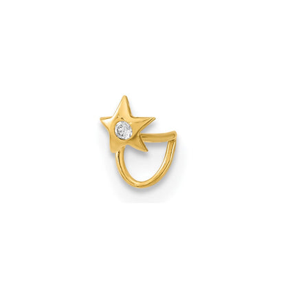 14K Gelbgold 22 Stärke Stern mit Zirkonia Nasen Ring Body Schmuck