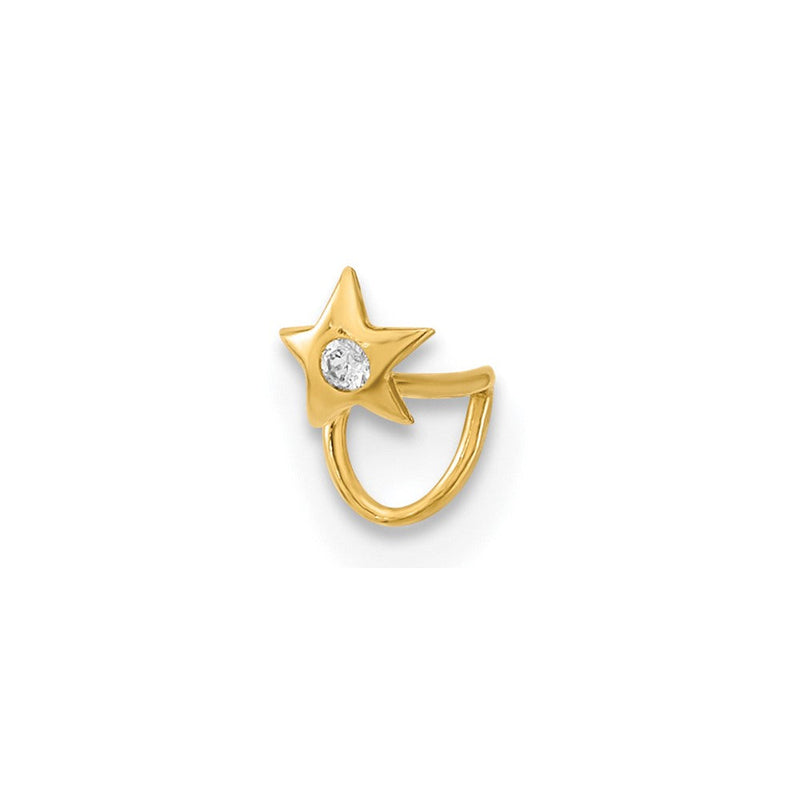 14K Gelbgold 22 Stärke Stern mit Zirkonia Nasen Ring Body Schmuck