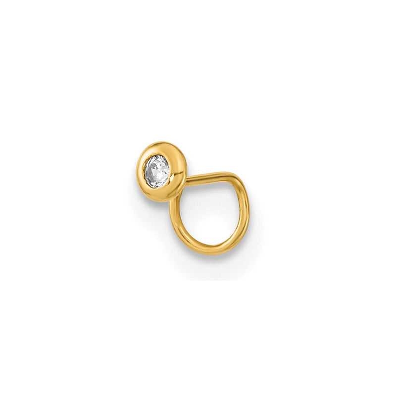14K Gelbgold 22 Stärke Kreis mit Zirkonia Nasen Ring Body Schmuck
