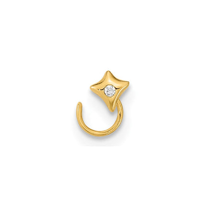 14K Gelbgold 22 Stärke Quadratisch mit Zirkonia Nasen Ring Body Schmuck