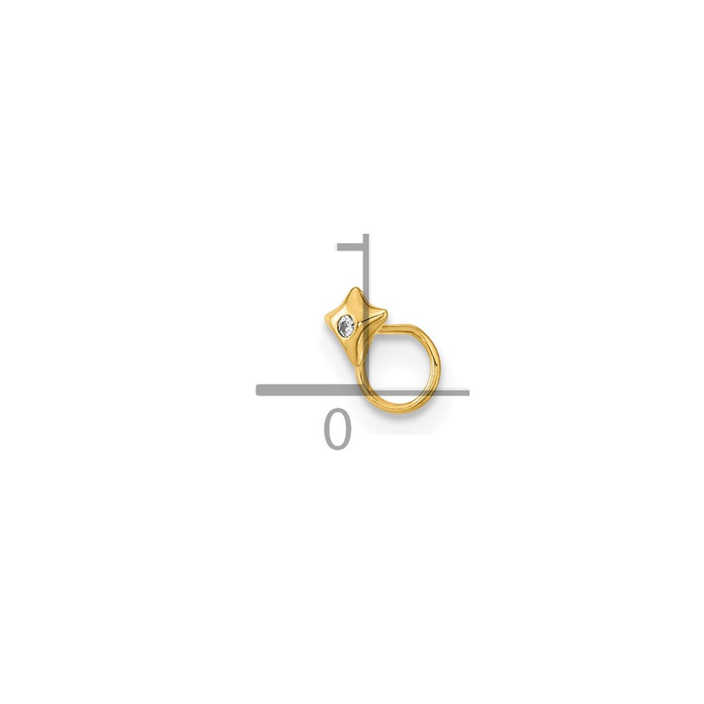 14K Gelbgold 22 Stärke Quadratisch mit Zirkonia Nasen Ring Body Schmuck