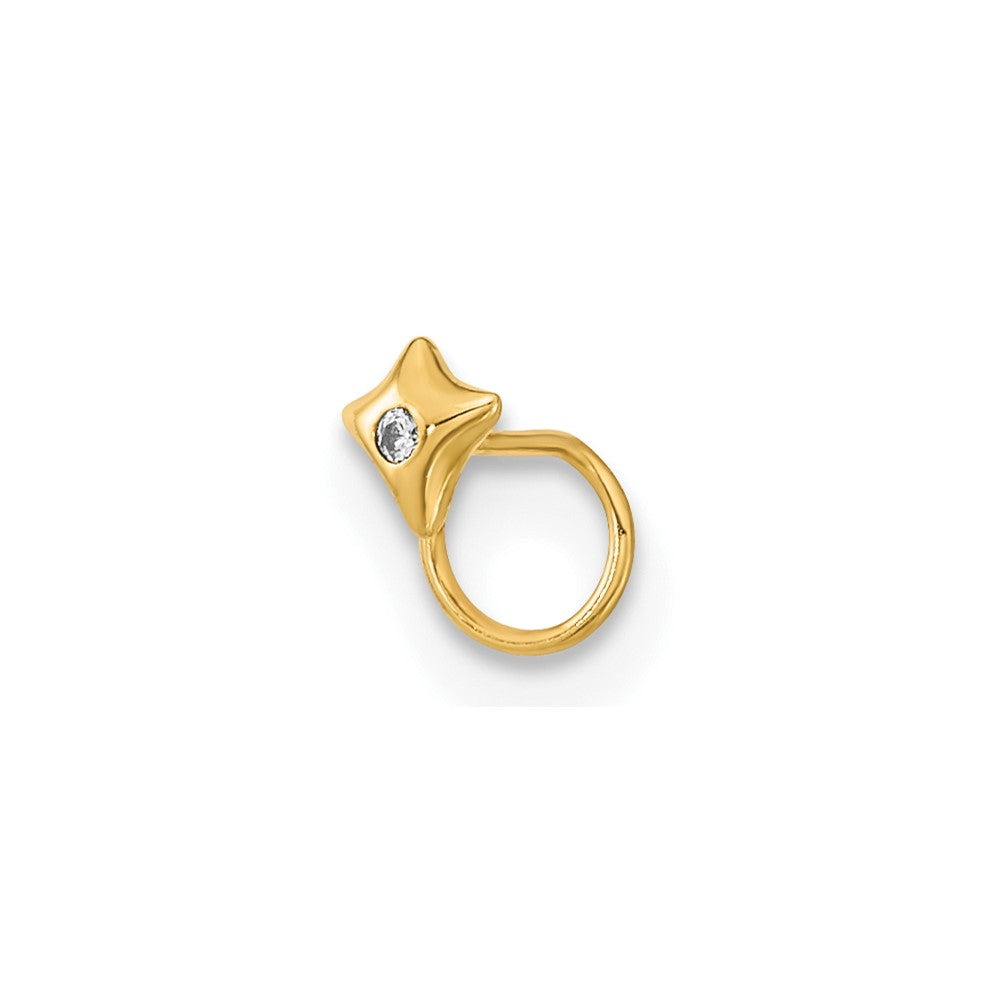 14K Gelbgold 22 Stärke Quadratisch mit Zirkonia Nasen Ring Body Schmuck