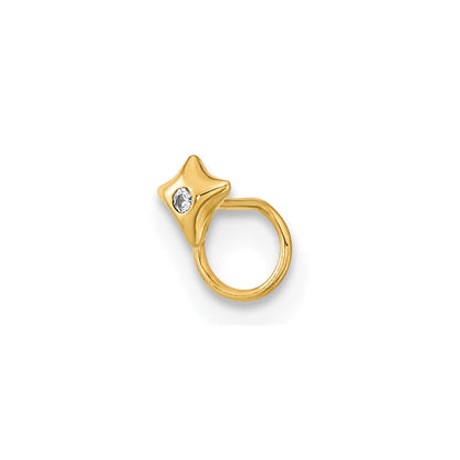 14K Gelbgold 22 Stärke Quadratisch mit Zirkonia Nasen Ring Body Schmuck