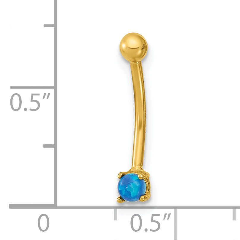 14K Gelbgold 16 Stärke Blau Zirkonia Eyebrow Ring Body Schmuck