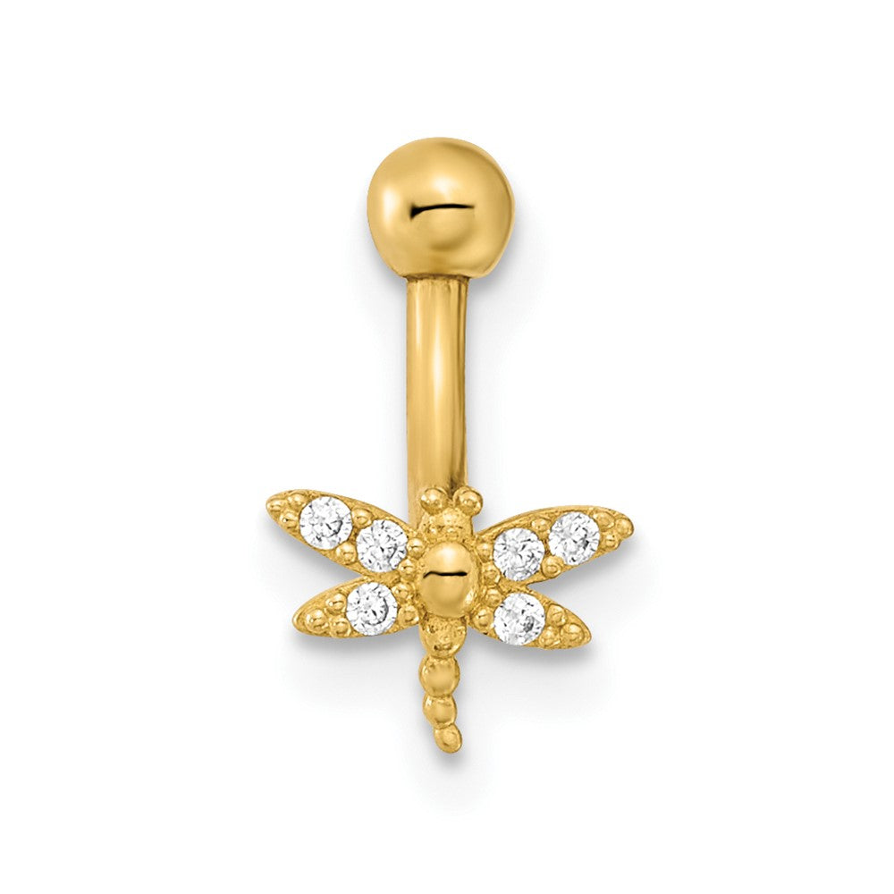14K Gelbgold 14 Stärke Libelle Zirkonia Eyebrow Ring Body Schmuck