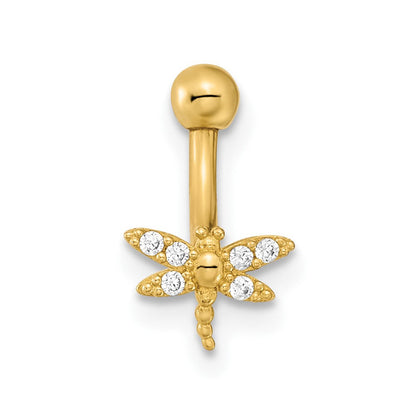 14K Gelbgold 14 Stärke Libelle Zirkonia Eyebrow Ring Body Schmuck