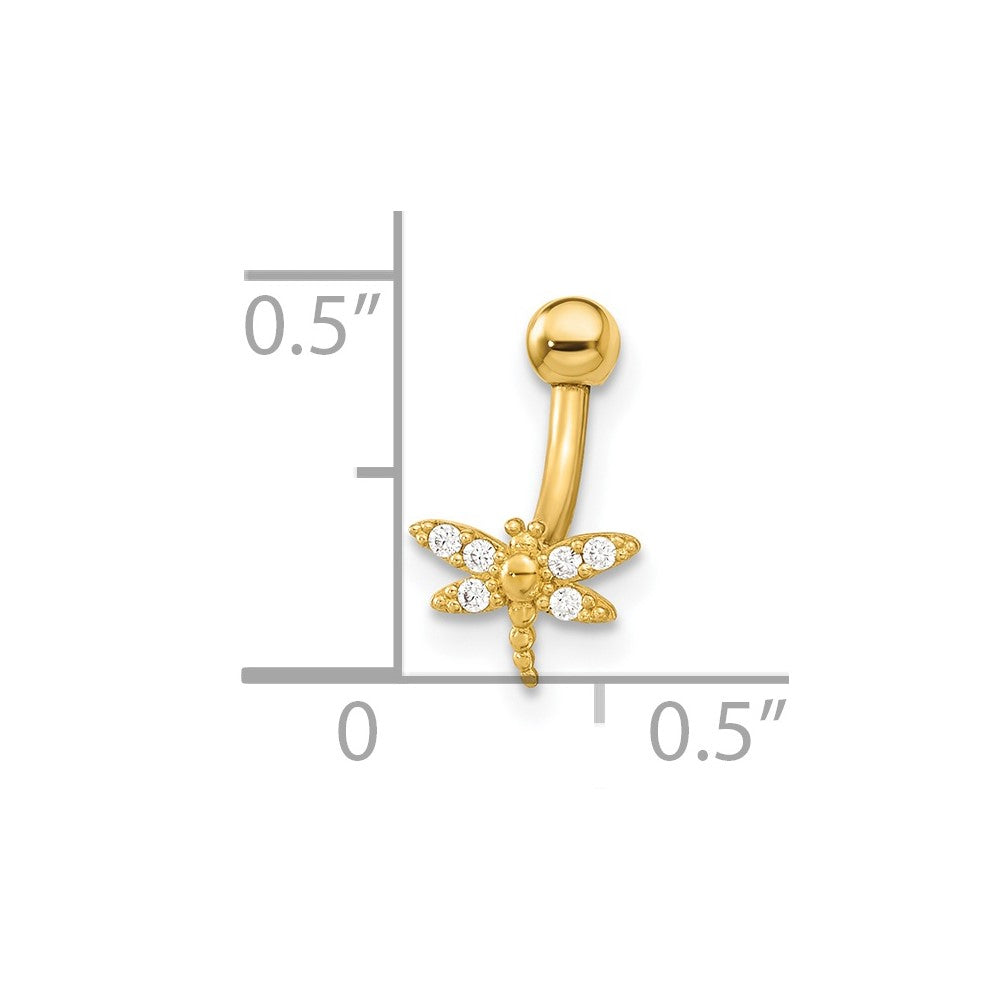 14K Gelbgold 14 Stärke Libelle Zirkonia Eyebrow Ring Body Schmuck