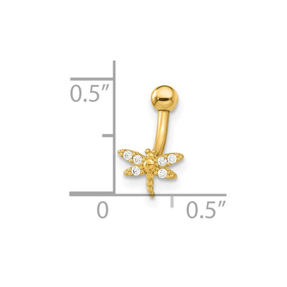 14K Gelbgold 14 Stärke Libelle Zirkonia Eyebrow Ring Body Schmuck