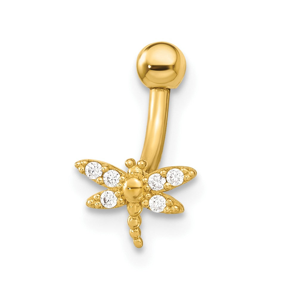 14K Gelbgold 14 Stärke Libelle Zirkonia Eyebrow Ring Body Schmuck