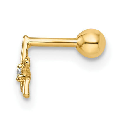 14K Gelbgold 18 Stärke Zirkonia Stern Labret Ohrstecker