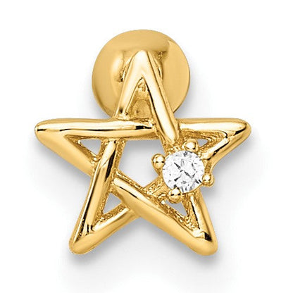 14K Gelbgold 18 Stärke Zirkonia Stern Labret Ohrstecker