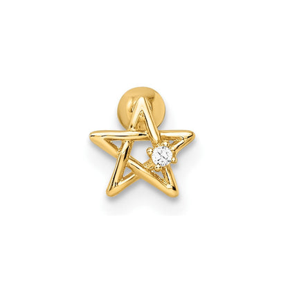 14K Gelbgold 18 Stärke Zirkonia Stern Labret Ohrstecker
