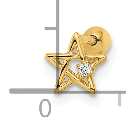 14K Gelbgold 18 Stärke Zirkonia Stern Labret Ohrstecker