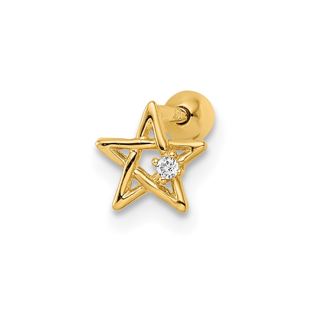 14K Gelbgold 18 Stärke Zirkonia Stern Labret Ohrstecker