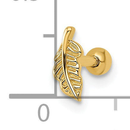 14K Gelbgold 16 Stärke Blatt Labret Ohrstecker