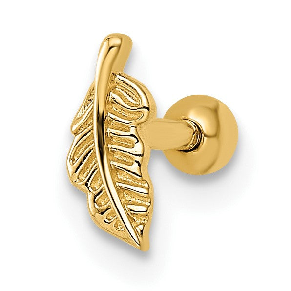 14K Gelbgold 16 Stärke Blatt Labret Ohrstecker