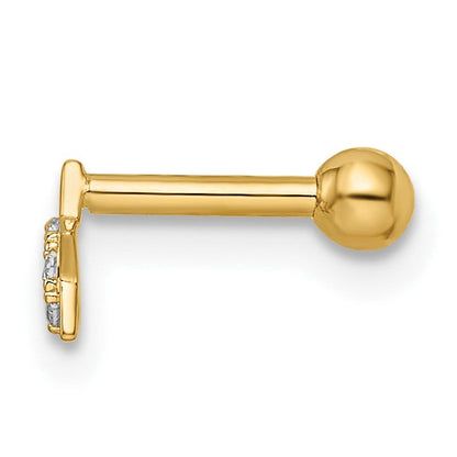 14K Gelbgold 16 Stärke Zirkonia Stern Labret Ohrstecker