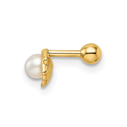 14K Gelbgold 18 Stärke Muschel mit Süßwasser Zuchtperle Labret Ohrstecker