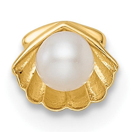 14K Gelbgold 18 Stärke Muschel mit Süßwasser Zuchtperle Labret Ohrstecker