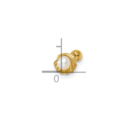 14K Gelbgold 18 Stärke Muschel mit Süßwasser Zuchtperle Labret Ohrstecker