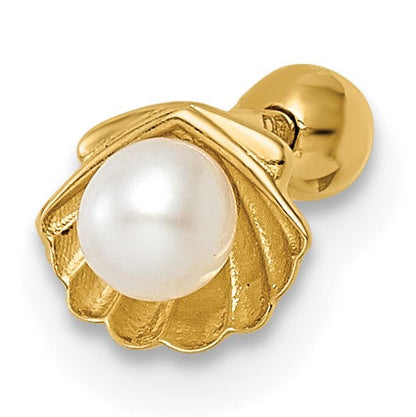 14K Gelbgold 18 Stärke Muschel mit Süßwasser Zuchtperle Labret Ohrstecker