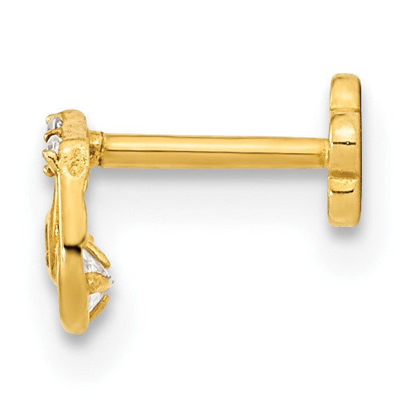 14K Gelbgold 18 Stärke Musik Note und Zirkonia Cartilage Body Schmuck