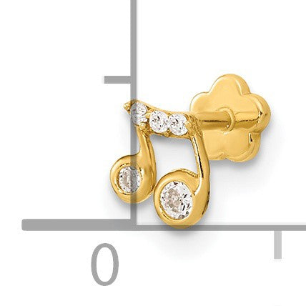 14K Gelbgold 18 Stärke Musik Note und Zirkonia Cartilage Body Schmuck