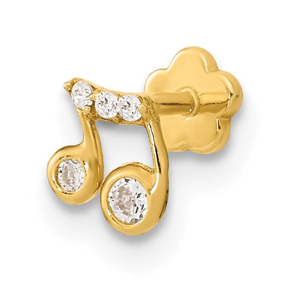 14K Gelbgold 18 Stärke Musik Note und Zirkonia Cartilage Body Schmuck